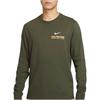 Nike Alphabet Logo Print Crew Neck Casual Long Sleeve T-Shirt Men Tops Khaki-Green FQ4919-325