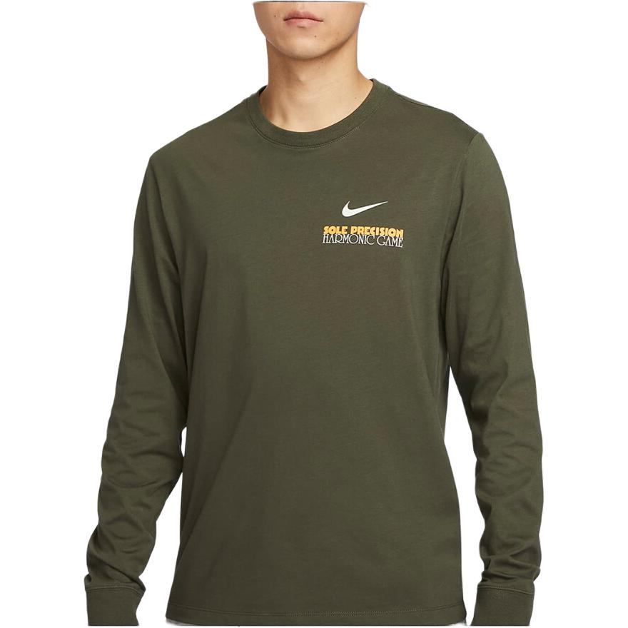 Nike Alphabet Logo Print Crew Neck Casual Long Sleeve T-Shirt Men Tops Khaki-Green FQ4919-325