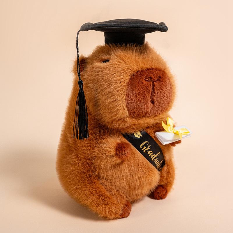 Adorable Graduate Capybara Plush Toy with Cap