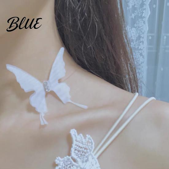 Simulated Butterfly Pendant Choker Necklace Boho Invisible Chain Fairy Trendy