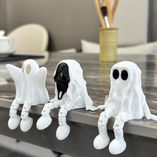 1/3 Bucăți Figurină Fantomă Halloween Imprimată 3D Articulații Mobile Statuie Fantomă cu Picioare Articulate Eliberare a Stresului Mini Fantomă Jucărie Fidget Decorațiune