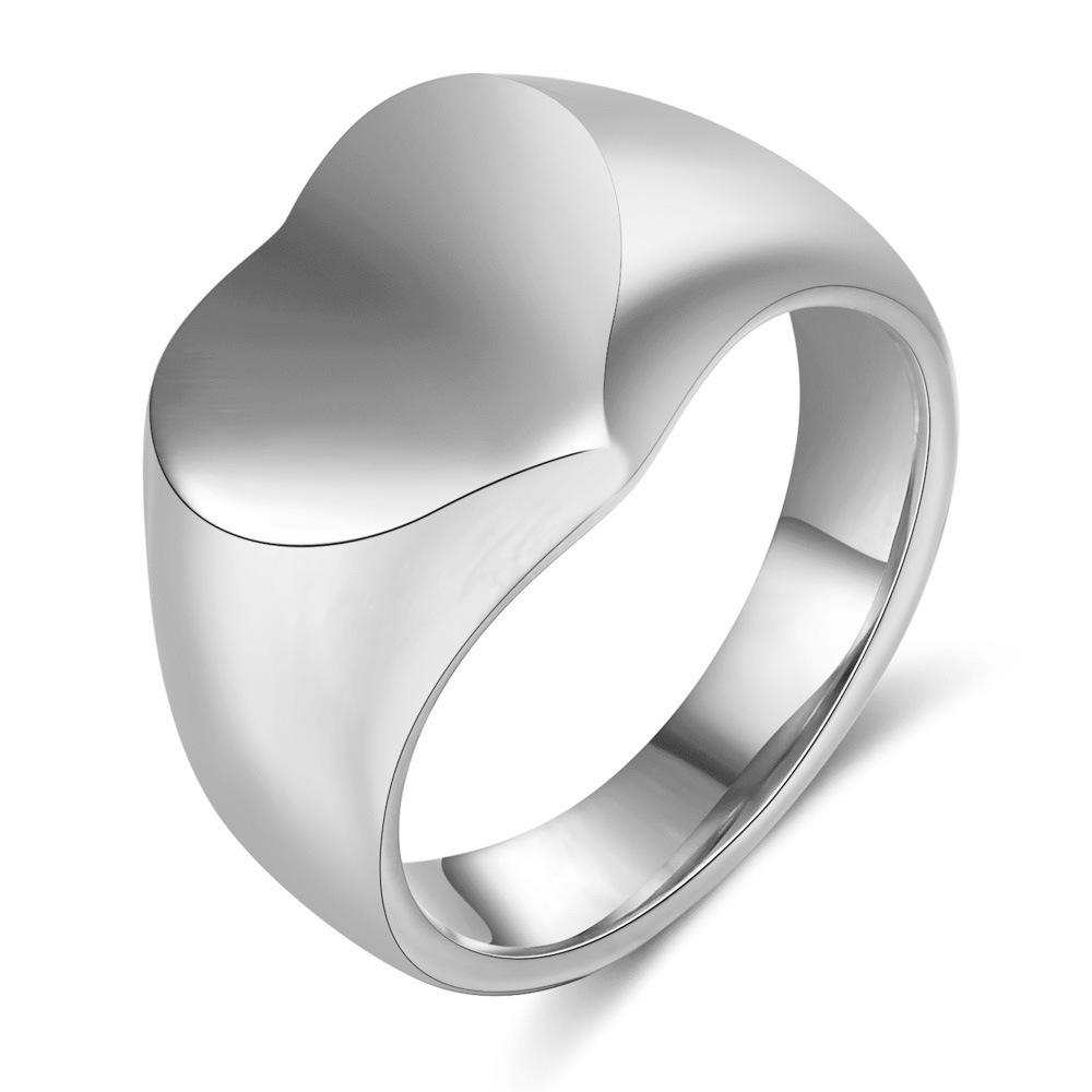 Stainless Steel Retro Distressed Peach Heart Ring, 16MM Size 8