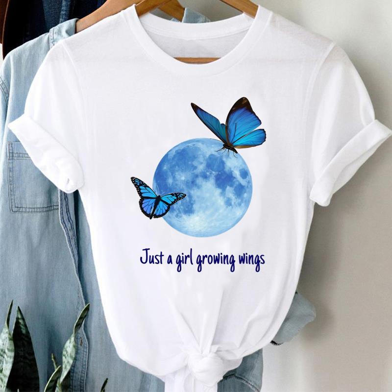 (Asian Size) Women Printed Tee Fashion Lady Clothing Casual T Shirt butterfly trend 90s  Female Top Graphic Short Sleeve T-shirts