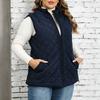 Plus Size Solid Color Quilted Vest Coat Women Stand Collar Zip Waistcoat