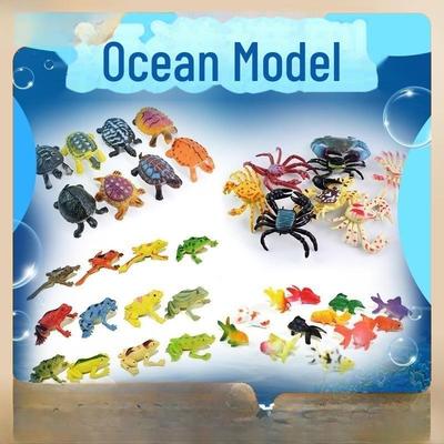 Unterwasser-Tier-Ornamente Set: Frosch & Goldfisch Simulationsspielzeug für Kinder
