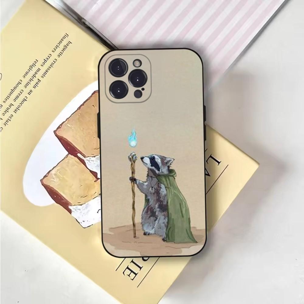 Funny Cute Raccoon Phone Case Phone Case For iPhone 16,15,14,13,12,11,Pro,X,XS,Max,XR,Plus,Mini Soft Black Cover