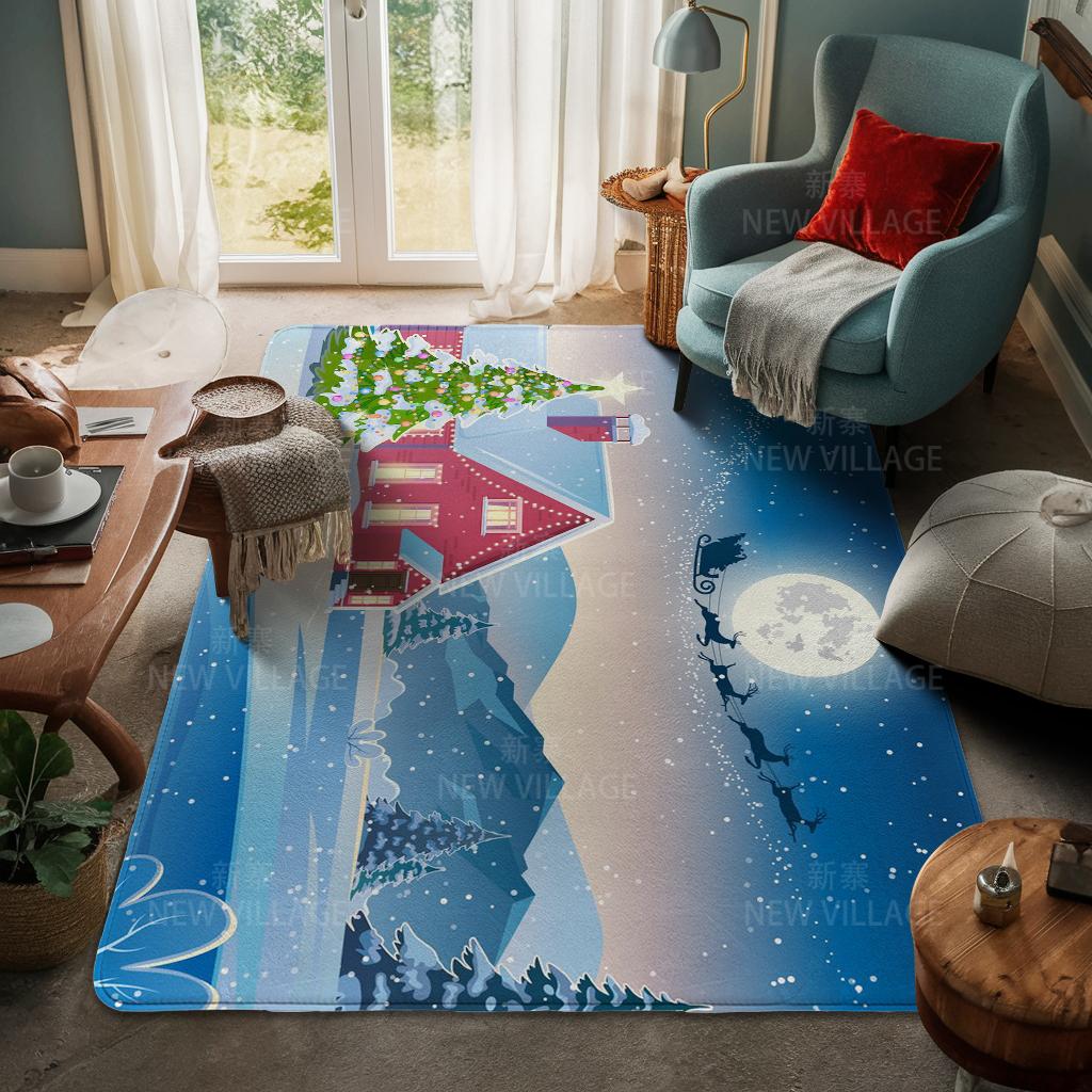 House Entrance Carpet Home Door Mat Living Room Bath Foot Bathroom Non-slip Water Absorption Rugs Bath Merry Christmas Winter