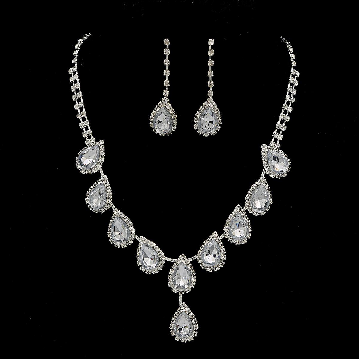 

Элегантный свадебный набор «Ожерелье-капля» - Популярный европейский и американский дизайн белый