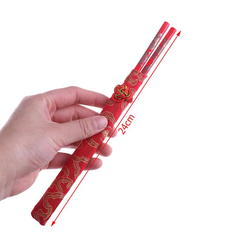 Red Chopsticks Chinese Wood Bag Holder Dinnerware Flatware Kitchen Food Stick