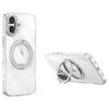 For iPhone 16 Plus Case Compatible with MagSafe Gear Fulcrum Kickstand Electroplating Lens Frame PC+TPU Phone Cover