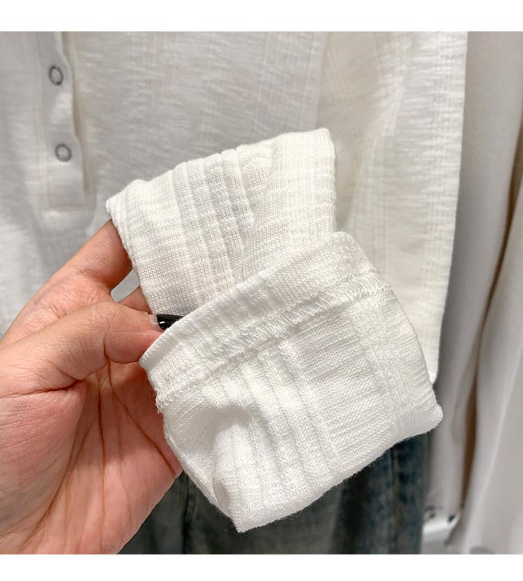 T-shirt rayé à boutons-pression à manches longues pour femme, léger et professionnel, couche de base amincissante pour l'automne/l'hiver/le printemps.
