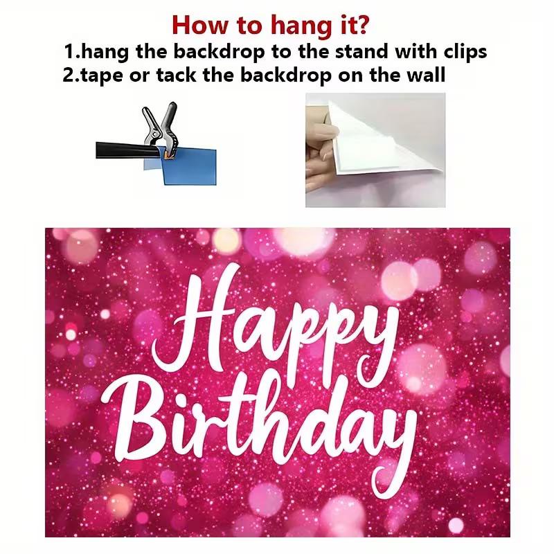 2D Pink Birthday Banner, Glitter Bokeh Party & Live Background