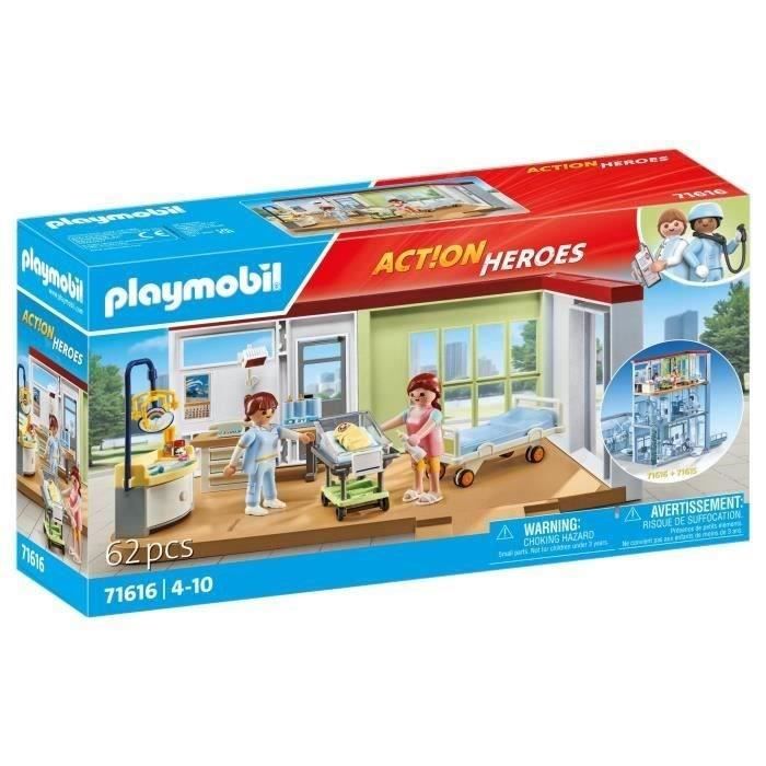 Playmobil 71616 Chambre de maternité, City Life, L'hôpital, Pièce compatible avec l'hôpital moderne (71615), 62 pièces, Dès 4 ans