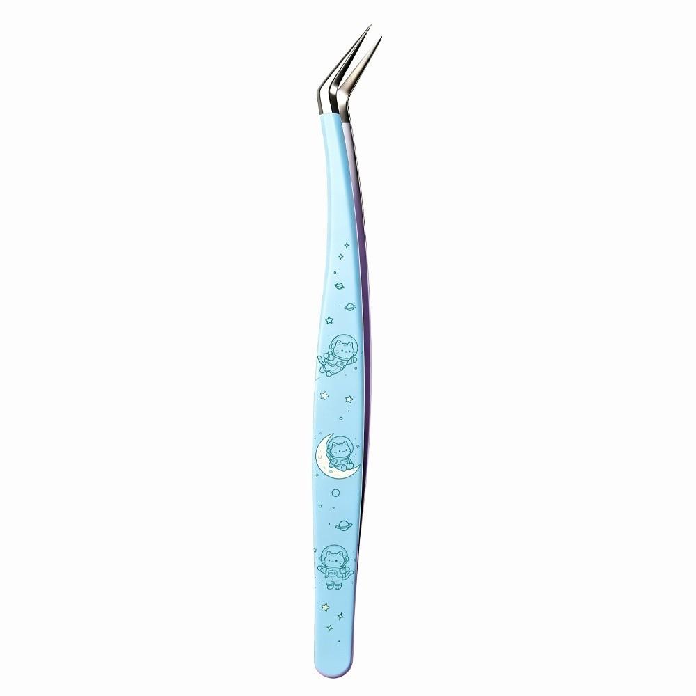 Stainless Steel Curved Stickers Tweezers Hand Account Craft Tweezers Beauty Makeup Tools синий