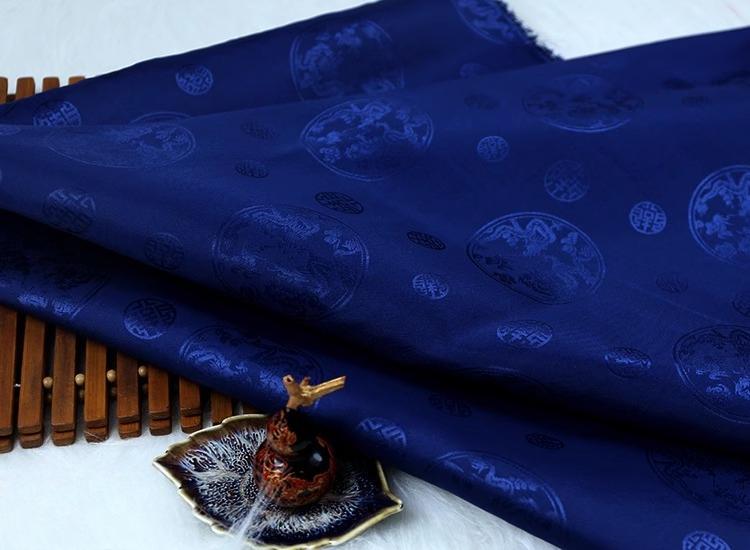 

100x120cm Double Sided Jacquard Fabric Bamboo Dragon Pattern for Clothes Cheongsam Hanfu Sewing Cloth Fine Soft Gold White 100x120cm