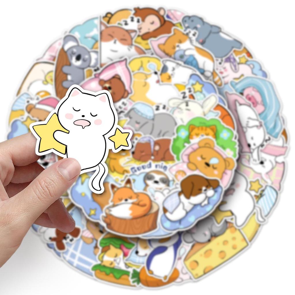 50pcs Cute Hand-Drawn Animal Stickers for Journaling, Cards, Notebooks & Water Bottles