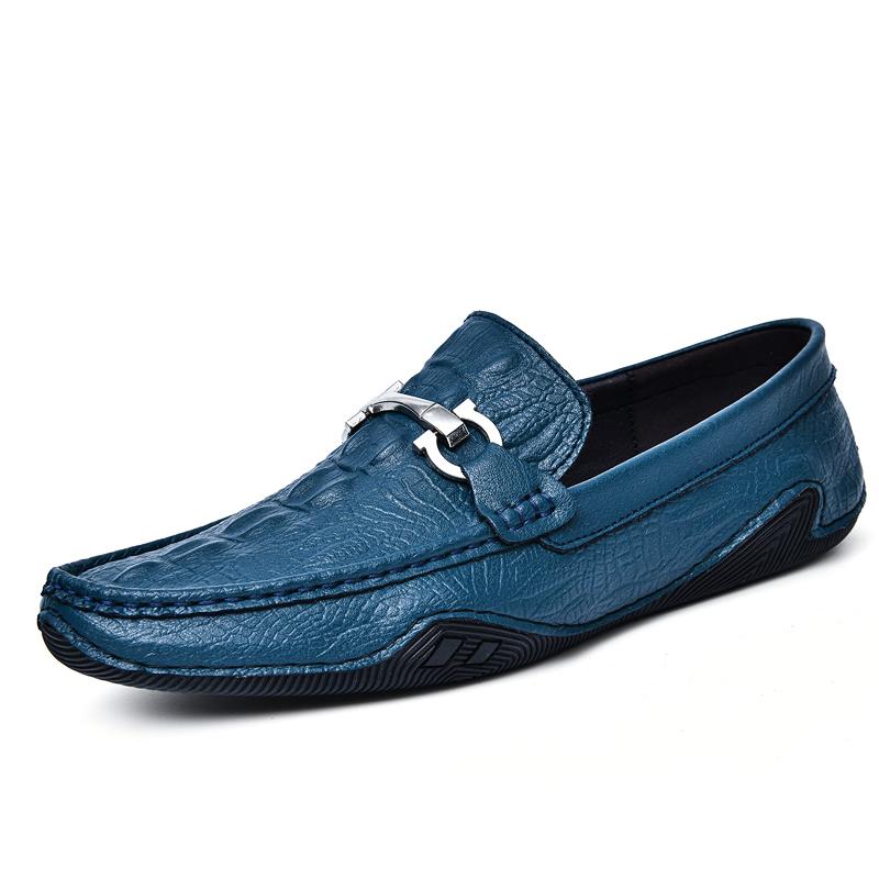 

Fashion Luxury Brand Crocodile Patterned Loafers High-end Business Casual Shoes for Men s Versatile Blue Men s Driving Shoes Outdoor 38 синий