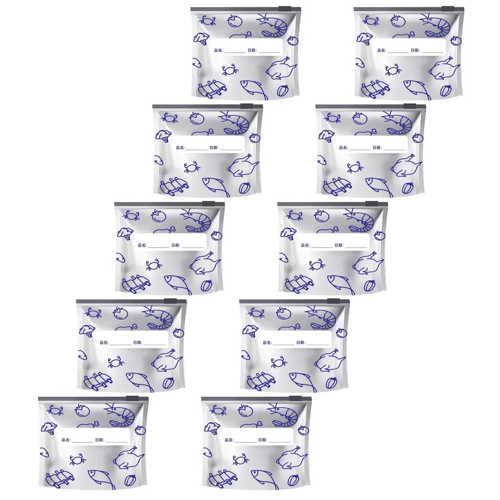 Pack Of 10 Aluminum Foil Storage Bags Reusable Leakproof Zippered Seal for Food Freshing Kitchen Organization