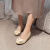 Schuhe für Damen 2026 Mode Sommer Neu Schmaler Ausschnitt Damen High Heels Runde Spitze Keilabsatz Schmetterlingsknoten Damenschuhe