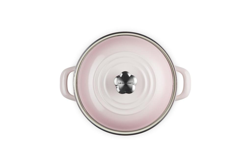 Le Creuset EOS Casserole 18cm Shell Pink Enamel Pot (Gas and Induction Compatible) [Official Japanese Retailer]