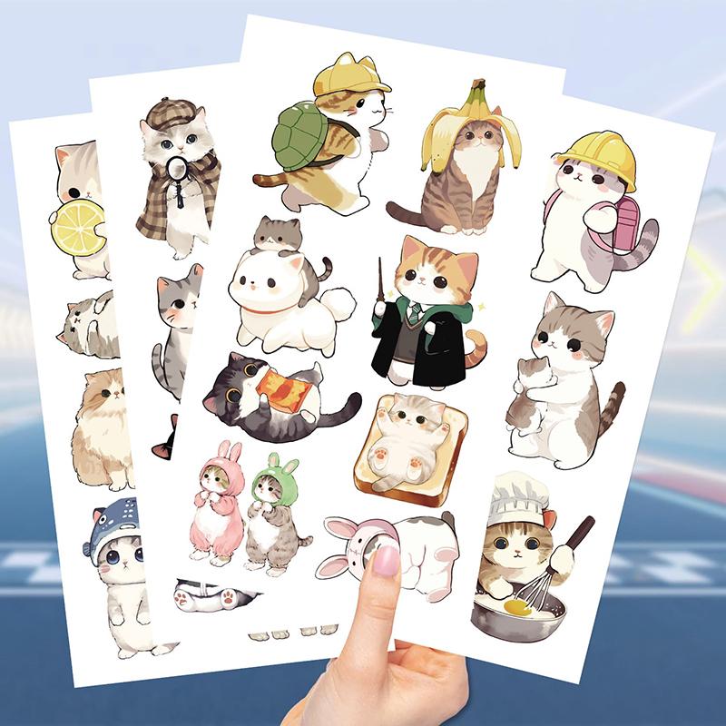 10Pcs/Set  Cartoon Cat Temporary Tattoo Stickers Cute Cat Children Waterproof Tattoo For Kids Funny Birthday Gift