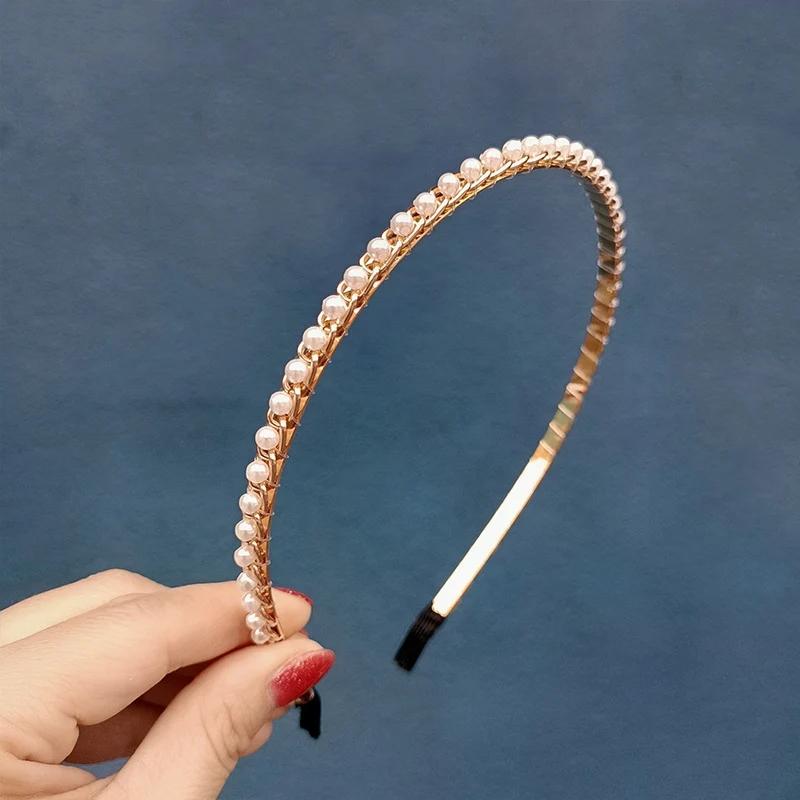 Mode Full Pärla Hårband Elegant Enkelt Blomma Kvinnor Hårbygel Band Pannband Infattning Flickor Håraccessoarer Huvudsmycke