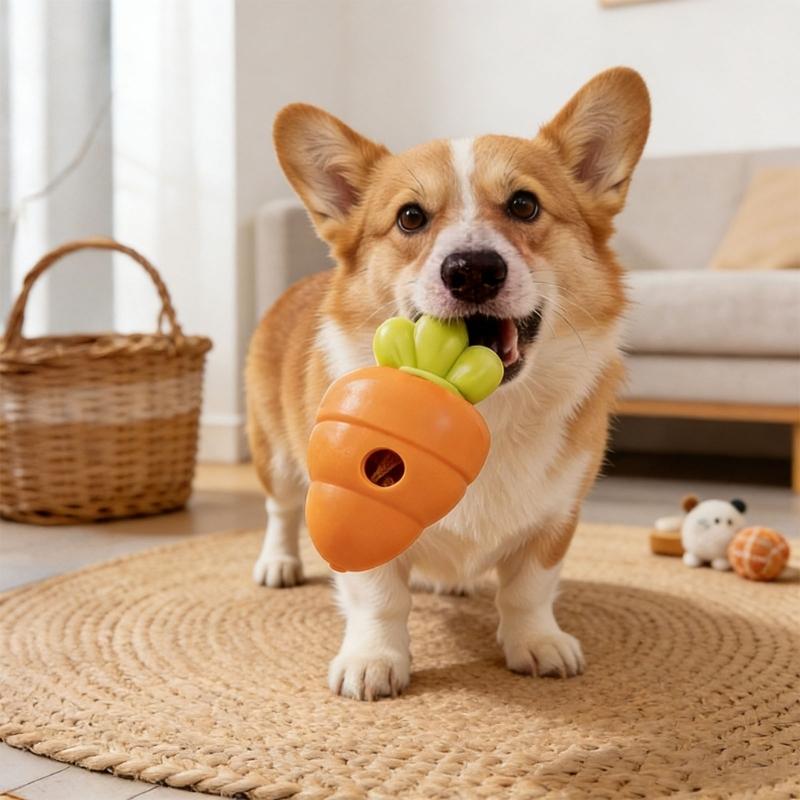 Fun Pet Treats Feeder Toy with Carrot Shape Plastic Slow Feeder Food Dispenser For Dog And Cats Mental Stimulation