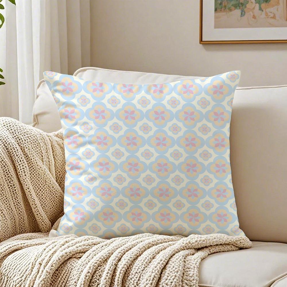Fresh and elegant green fourleaf flower Cushion Cover Pillowcase Antidustmite living Room Sofa Decor Cushion Room