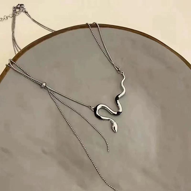 

Женская цепочка на шею с подвеской в виде змеи, ожерелья с двухслойной цепочкой на шею, ювелирные изделия для девочек