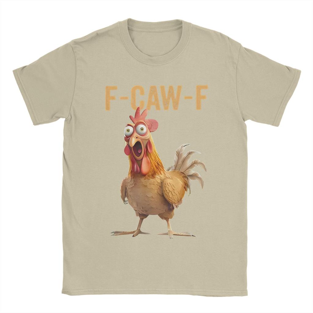 F-Caw-F Chicken Quote Rooster Meme T-Shirt Men Humor Vintage 100% Cotton Tee Shirt Round Collar Short Sleeve T Shirt Unique Tops