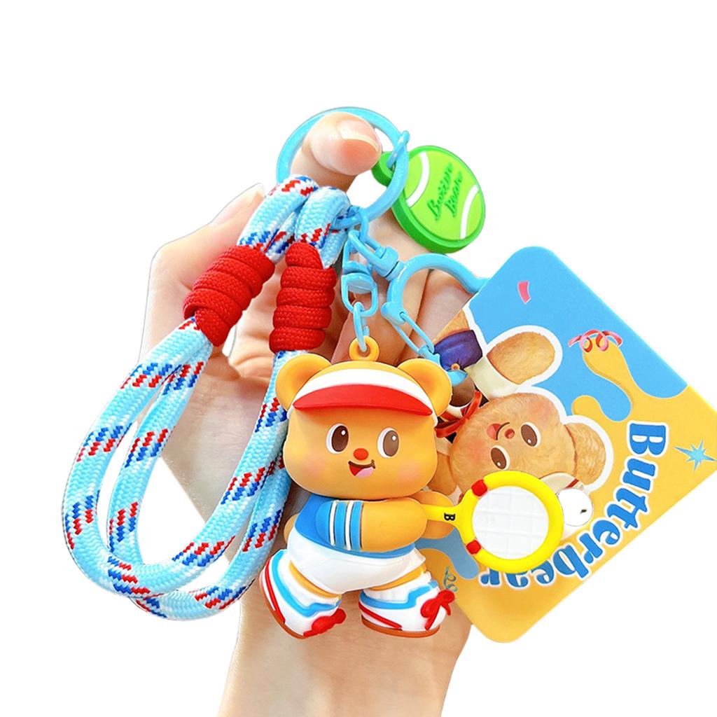 Cute Cartoon Butter Bear Keychain Sporty Backpack Charm Bag Pendant Lightweight PVC Alloy Decors For Bags Gifts