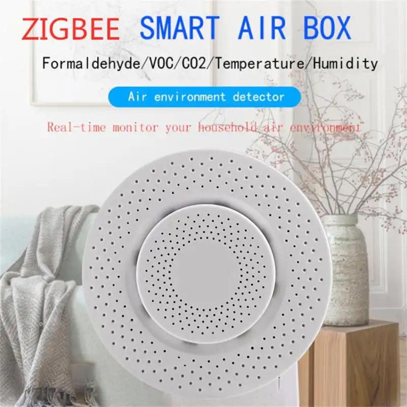 Tuya Zigbee/WiFi Air Quality Sensor Smart Air Box CO2 Meter Formaldehyde VOC Temperature Humidity Sensor Via Alexa Google
