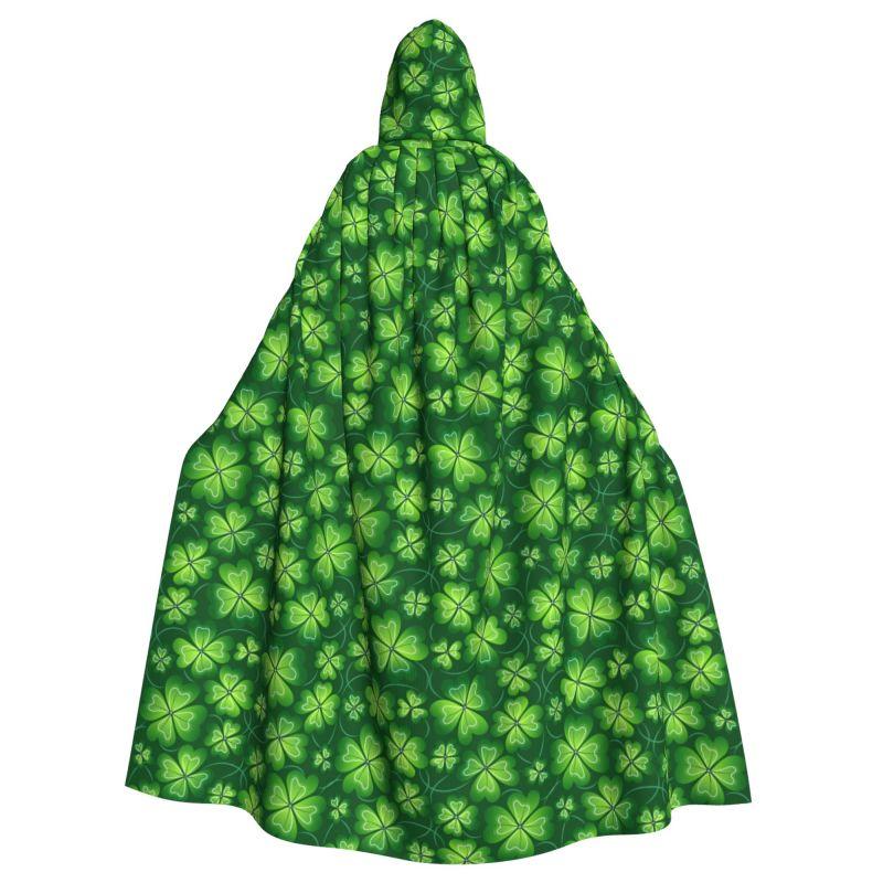 

Happy St Patrick s Day Irish Leaf Clovers Print Hooded Cloak Unisex Polyester Hood Cloak Witch Cape Costume Accessory One Size