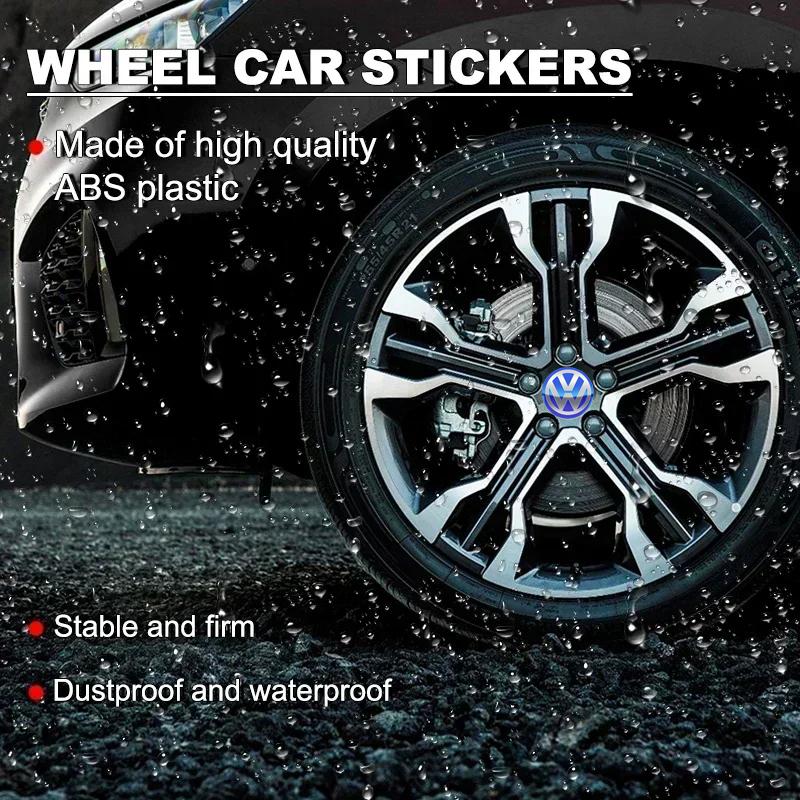 LMN1 VW Car Accessories Wheel Center Cover Stickers Hub Cap Sticker Tire Valve For VW GTI Polo Passat Golf Tiguan Jetta T-ROC Beetle