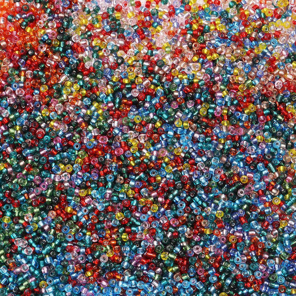 Forsølvede 3 mm glassfrøperler for DIY-smykker - Flere farger