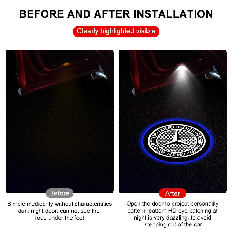 2 stk/sett HD LED Velkomstlys Bildør Projektorlamper Biltilbehør For Mercedes Benz C63 W117 Cla45 W205 W212 E63 W207 W176 A45 X156 Gla45 AMG