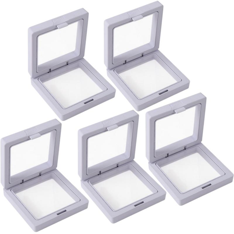 Transparent Floating Display Box Pe Film Jewelry Storage Case For Ring Earring Necklace Bracelet Watch Collectible Gift
