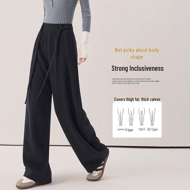 Women's Fleece-Lined Wide-Leg Casual Pants