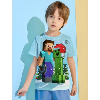 Popular Game Anime T-shirt for a Boy Outdoor Clothes for Children Children's T-shirts Baby Boys Clothing 2024 Kids Clothes Tops