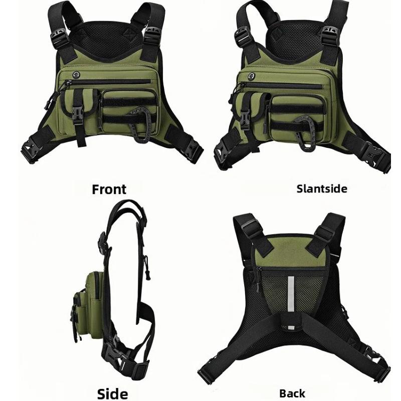Men's Tactical Chest Pack Outdoor Sports Cycling Vest Multifunctional Front Backpack for Hiking Running