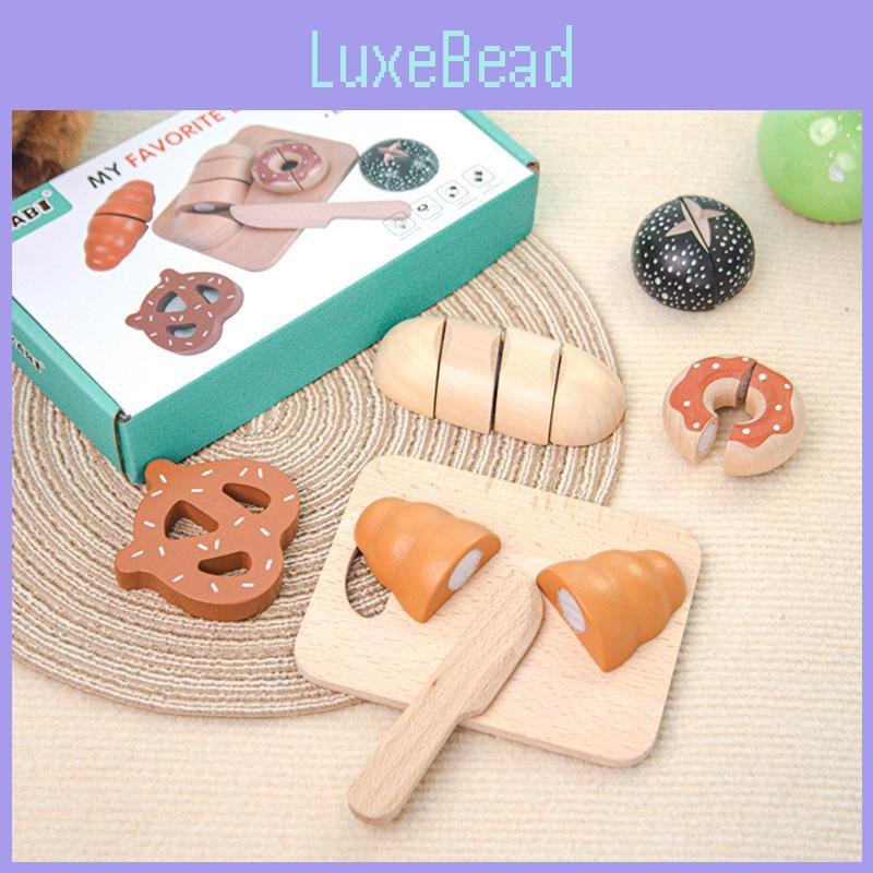 Simulation Wooden Funny Velcro Bread Cutting Game Children Toy Set For Kid Gift