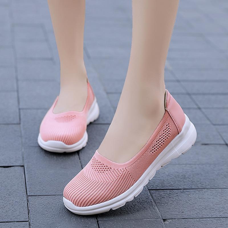 Herbstschuhe für Mütter mittleren Alters und ältere Mütter, Damen-Freizeitschuhe aus gewebtem Mesh-Stoff, Atmungsaktive Sportschuhe, Einschlupfschuhe für ältere Menschen