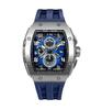 TSAR BOMBA Men's Watch 50M Water-Resistant Tonneau Dial Luxury Sapphire Crystal Silicone Strap