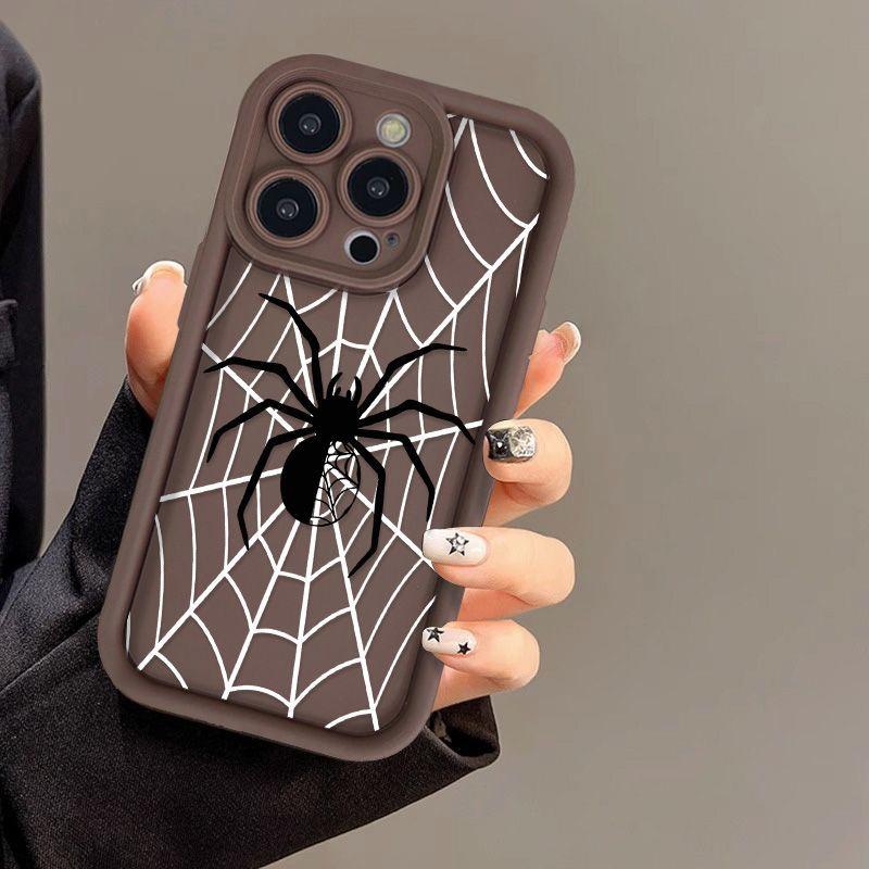Black Spider for iPhone17 ProMax Mobile Phone Case 16 Apple 17 Matte 14/15 Premium 13 Fine Holes