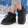 Fashion Women's Warm Snow Boots Winter New Round Toe Lace-Up Pile Front Platform Cotton Non-Slip Cotton Boots