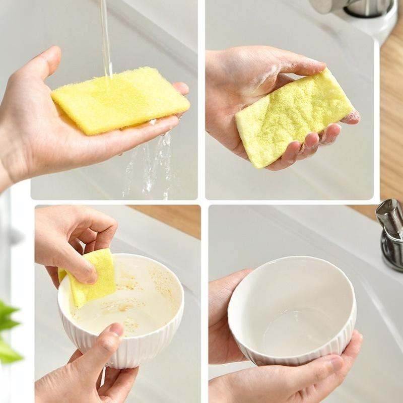 10 Pcs Scrub Pads Kitchen Oil Removal Dishwashing Pads Scratch Free Reusable Multipurpose Cleaning Dishrag