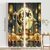2PCS Gilded Moonnight Islamic Festival Curtains   Luxury Style   Bedroom and Living Room   Drawbar Pocket Decoration