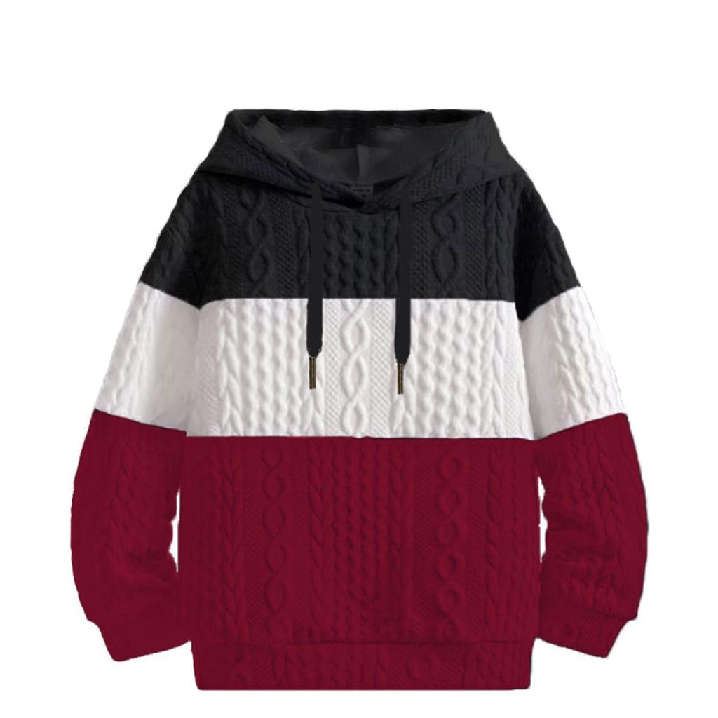 Herren Colorblock Casual Kapuzenpullover Langarm Pullover Sweatshirt