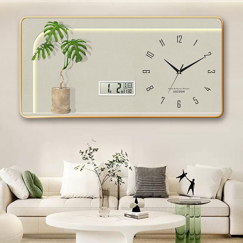 Nordic Cream Style Restaurant Decoration Clock Elephant Perpetual Calendar Clock Fresh Green Plant Living Room Background Wall Wall Clock