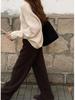 2026 Autumn/Winter Slimming Knit Wide-Leg Pants for Pear-Shaped Figures: Thickened, Drape, Casual, Straight-Leg Fit!